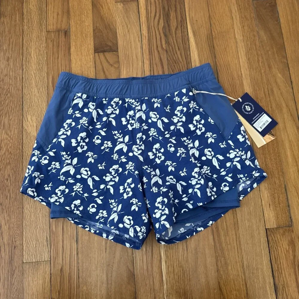 Fair Harbor Women's Navy Floral Corliss Lined 4" Inseam Shorts Size S - Picture 1 of 6